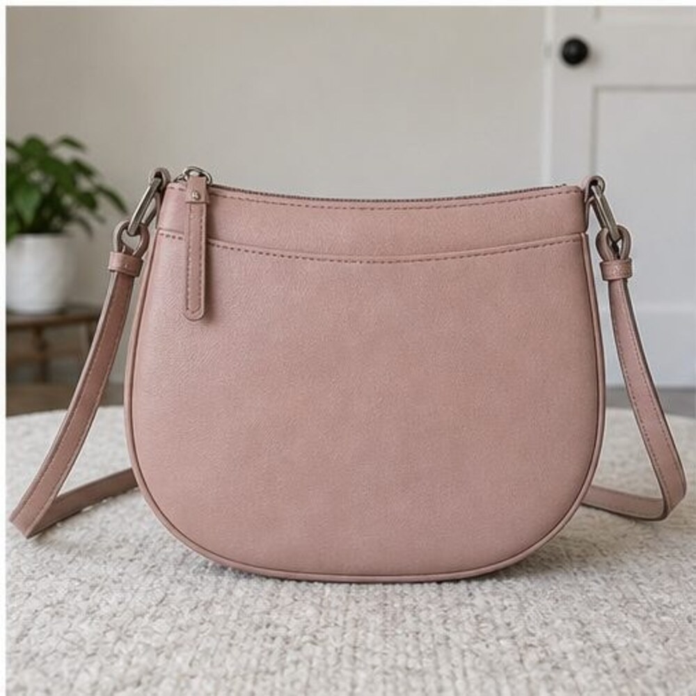 Gray Suede Crossbody Bag